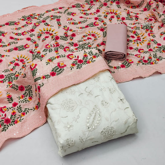 Cotton Suit Material with Chiffon Dupatta ( CH1701 ) – Jaipur Silk